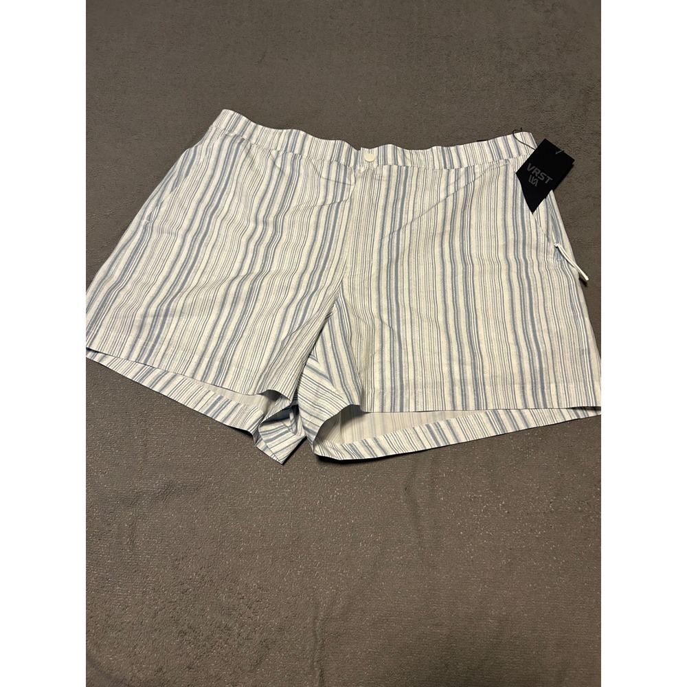 VRST Mens Slim Fit 5 Inch Inseam Hybrid Shorts Blue White Stripe XL NWT